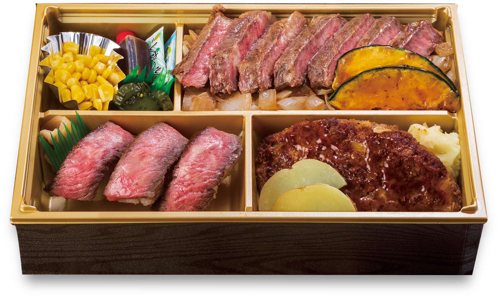 白老牛ミスジステーキを使った三種贅沢膳