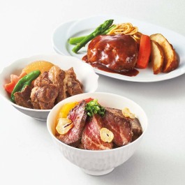 牛角煮・ステーキ丼・ハンバーグ詰合せ