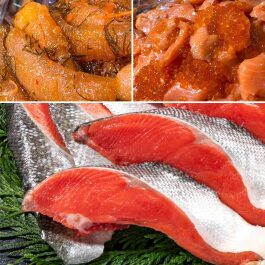 天然紅鮭切身と生珍味セット