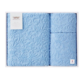 今治産唐花ジャカードタオルセットブルー