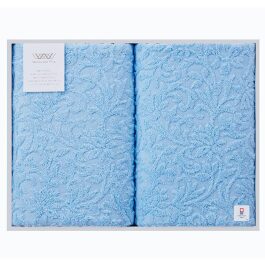 今治産唐花ジャカードバスタオルセットブルー