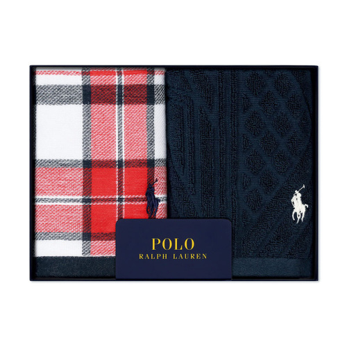 ポロ ラルフ ローレン ウォッシュタオルセットレッド／ネイビー