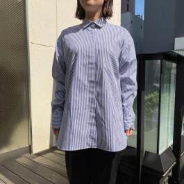 比翼ボックスシャツ ブルー